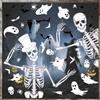 cshare Adesivi per Finestre Halloween, Cshare Adesivi per Finestre con Scheletro Grande, Pipistrello Fantasma e Ragnatela, Decorazioni di Halloween，adatte a Feste in Stanze con Vetrate, 9 Fogli
