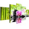 Runa Art - Quadri Orchid Feng Shui 200 x 100 cm 5 Pezzi XXL Decorazione Murale Design Rosa 502051a