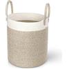 GreHom Cesto Portabiancheria Salvaspazio Cesto Biancheria Sporca Pieghevole, Cesta Panni Sporchi in in Corda di Cotone con Manico, 40L Cesto Portagiochi Bambini Laundry Basket,