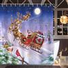 Bonhause Tenda Doccia Natale Babbo Natale Renne Slitta 180 x 180 cm Tende per Doccia in Poliestere Impermeabile Antimuffa Lavabile Tende Bagno con 12 Ganci