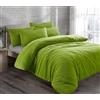 Velvet Stitch - Set copripiumino con federa in pile, termico, morbido, caldo, comodo, soffice, in pile, colore lime, misura matrimoniale
