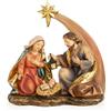 Logbuch-Verlag Piccola natività in resina, 12 x 11,5 cm: presepe decorativo Natale casa, statuina Sacra Famiglia, decorazione natalizia tavolo, addobbo elegante marrone oro
