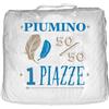 Tata Home Piumino Singolo Invernale Piuma d'Oca Peso 320 gr/mq Piumone Letto 50% Piumino 50% Piuma Tessuto in 100% Cotone Misura 1 Piazza cm 155x200 Colore Bianco Mod. WinterOne