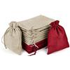 Funkprofi - 30 sacchetti di iuta da 20 x 15 cm, in tessuto con coulisse, per gioielli e regali (colori naturali + rosso vinaccia)