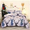 Vgzsyomqib Natalizio Set Copripiumino Letto Matrimoniale Completo 1 Sacco Copripiumino 200x200 cm e 2 Federe 50x75 cm Copri Piumone Natale Stampe Parure Biancheria Letto Una Piazza e Mezza Grigio Blu