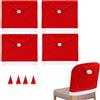BROADREAM Coprisedie Natalizie 4X Copertura della Sedia - Coprisedia Cucina Lavabile Estraibile, Coprisedia per Sala per tavola da Pranzo a forma di cappello rosso di Babbo Natale Per Feste o Cene Di Natale