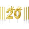 Zwenjuan Candele di Compleanno Numeri 20 con 6 Candele Lunghe,Candeline Compleanno Particolari con Corona,Compleanno Bambini per Feste,Matrimony Festa Nozze Anniversario Celebrazione