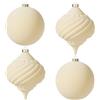 KI Store 4 pezzi Palline di Natale 15cm in plastica gigante XXL Palla di Natale Infrangibile per Decorazioni PERLATA per Negozio, Vetrina, (Beige, 15cm velluto)