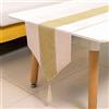 Deggodech Elegante Velluto Runner da Tavolo Beige con Nappe Moderno Runner da Tavola 210 cm con Oro Striscia Diamantata per Matrimonio Natale del Ringraziamento Decorazione della Tavola (Beige Oro)