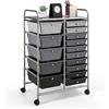 GIANTEX Carrelli Porta Oggetti, con 10+5 Cassetti Impilabili, 2 Ruote Bloccabili, Braccioli Metallici, Portabile e Pratico, per Ufficio, Studio, Cucina,Bagno, 5 Colori Disponibili, 62,5x37x87 cm