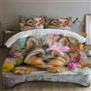 Generic Set Copripiumino Singolo Yorkshire Terrier Biancheria da letto Cuccioli Carini in Morbida Microfibra 3D Parure Copripiumino 155x200 cm con Cerniera e 2 Federe 50x80 cm L.5805