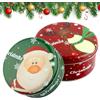 Taozoey Scatole di Biscotti di Natale, Scatole di Latta Natalizia, Scatole per Biscotti in Metallo, Lattine di Biscotti di Natale, Scatola di Latta Rotonda con Coperchio