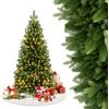FIVMEN Albero di Natale Artificiale con Illuminazione 150 cm in PVC/PE Abete di Natale con Base in Legno Alberi di Natale Christmas Tree Decorazione Natalizia