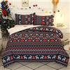 Vgzsyomqib Natalizio Set Copripiumino Letto Matrimoniale Complete 1 Sacco Copripiumino 260x220 cm e 2 Federe 50x75 cm Copri Piumone Natale Stampe Parure Biancheria Letto in Microfibra Rosso Navy 02