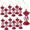 DAHI 12 Pz Decorazioni Caramelle Albero di Natale, Bastoncini di Zucchero in Plastica, con Glitter, Candy Cane Decorazioni Natale, Palline albero di Natale (Rosso e Bianco)