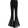 YOUCAI Donna Occhiello Pantaloni Svasati con Patchwork in Pizzo A Vita Alta Leggings A Gamba Larga con Cuciture Hip Hop Cool Girls Pantaloni da Ballo Pantaloni Jogging Streetwear,Nero,L