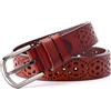 Wvapzxx Cintura di cuoio genuina del fiore cavo per le donne Jeans Cinture di cuoio nero Brown White, Marrone, 95cm 30to33 Inch