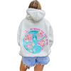 Meiweileya Y2k - Felpa con cappuccio ricamata per donne, adolescenti, ragazze, con stampa floreale, stile streetwear, Hawaii Grigio, Small
