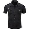 MISSMAO MISSAMO Uomo Camicia Militare Esterna a Maniche Corte Camicia Basic Slim Fi Casual, Stile Semplice Camicia da Taschino Casual da Uomo White XL
