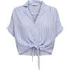 Only Onlpaula Life S/S Tie Shirt Wvn Noos, Camicia a maniche corte Donna, Cloud Dancer/Strisce, M