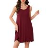 Sopesil Camicia da Notte Donna Estiva Senza Maniche Camicie da Notte Donna con Scollo a U Increspatura Pigiama da Notte,L,Borgogna