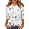Zeagoo Camicie da Donna con Maniche a 3/4 Tops con Collo Rotondo Magliette Primavera Estate Bianco Fiori M