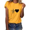 Tuopuda Magliette Donna Estive T-Shirt Manica Corta Elegante Top Cotone Crew Neck Graphic Tee Maglietta Casual Camicia Stampa Shirt Divertenti Sportivi Blusa Moda Top Taglie Forti, Giallo, S