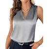 Zeagoo Top in Raso da Donna Elegante Top in Seta con Scollo A V Canotta Basic Senza Maniche Marrone S