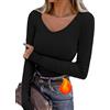 Wayleb Maglia Termica Donna Taglie Comode, Calda e Confortevole con Scollo a V e Maniche Lunghe, Ideale per Tutti i Giorni in Inverno, Bianco XXL