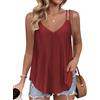 Zeagoo Canotta da Donna Estivo Casual Camicia Top Basic Maglietta Tops Elegante Senza Maniche T-Shirt con Scollo a V Camicette Tunica Blusa Tank Shirt Rosso XL