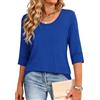 Crewhpo Maglia Donna Cotone Scollo a U Maniche Tre Quarti Ufficio Casual