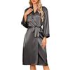 Sopesil Accappatoio da Donna in Raso Abiti Lunghi Per Donne Abiti da Sposa Abbigliamento da Notte Morbido Per Matrimoni, Scollo a V, XXL,Rosa