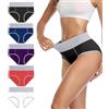 wirarpa Slip Elasticizzato Mutande Donna Cotone Vita Alta Intimo Mutantina Traspirante Pacco da 5 Multicolori-A Taglia XS