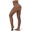 Viozocy Collant Termici Donna con Pile Effetto Pelle Naturale Trasparente Vita Alta Modellante e Calda per Inverno 220 Grammi Marrone con imbottitura nel piede L