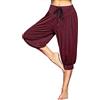 Terecey Pantaloni Donna Estivi in Cotone Pantaloni da Yoga con Tasche Pantaloncini Leggeri 3/4 Vita Alta Pantaloncini Capri Sprotivi per Jogging Danza Fitness
