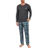 Jahetuul Pigiama Uomo Cotone Lungo Pigiama da Uomo a Due Pezzi a Maniche Lunghe Invernale Pantaloni a Quadri con Tasche Caldo e Morbido S-4XL