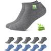 Effeet 10 Paia Calzini Corti Uomo Donna Bambù - Calze Uomo Corte Estive Caviglia, Traspiranti, Assorbimento Umidità, Asciugatura Rapida, Ultra-Morbidi, Anti-Sudore, Nero 47-50