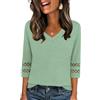 Zeagoo Camicetta Donna 3/4 Manica Scollo a V Camicia Occhielli Estiva T-Shirt Casual Uncinetto Blusa Solido Magliette Arancione Rosa XXL