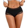 ohyeahlady Slip Donna Pizzo Brasiliana Taglie Forti Mutande Curvy Estive Traspiranti Perizoma Invisibili Elasticizzate Mutandine a Vita Bassa Culotte Underwear Intimo Femminile Morbido Nero,XXL