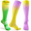 CAMBIVO Calze Compressione Graduata Donna Uomo 3Paia, Gambaletti Compressione 15-20 mmHg, Traspiranti Calzini Lunghe Elastiche per Yoga, Ciclismo, Sportive, Viaggi, Moda, Vene Varicose e Recupero