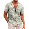 COOFANDY Camicia Hawaii Uomo Lino Cotone Maniche Corte Casual Estate Button Down Verde S