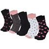 Briyat Calzini da Donna 5/10 Paia Multicolori in Cotone Graziosi Calze Donna con Righe e Motivi in Diversi Colori