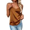Zeagoo Donna Top Raso Elegante Gilet Canotta Senza Maniche di Seta Camicette da Sera con Scollo A V Estivo Basic Rosso Vivo XS