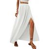 Zeagoo Gonna Donna Lunga Estiva Gonna Maxi Tinta Unita Gonne Vita Elastica A Trapezio Gonne Chiffon Skirts da Spiaggia Blu Scuro XL