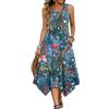 Zeagoo Vestito Donna Estivo Midi Vestiti Senza Maniche Scollo Rotondo Abiti da Mare Spiaggia Boho Casual Abito con Tasche Fiori Multicolore L