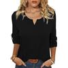 Terecey Maglietta Henley Donna Maniche Lunghe Camicetta Elegante e Comoda Scollo a V Maglia Morbida Traspirante Top Casual per Autunno e Inverno