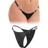 ohyeahlady Mutande Donna Brasiliana con Strass Taglia Forti Perizoma Mare Senza Cuciture Mutandine Filo Comode Microfibra Slip Invisibili Bikini Curvy G-String Elasticizzata Underwear Nero,XXL
