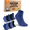 sockenkauf24 10 Paia Calze Diabetici Uomo senza Elastico Calzini Corte Quarter Cotone senza Cucitura Nero Blu 47-50