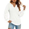 DUOEASE Camicia Donna Invernale Scollo a V Pullover Elegante Autunno Casual T Shirt Manica Lunga Donna Bianco-M