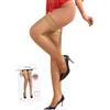 comeondear Calze Autoreggenti da Donna Sexy Taglie Forti Pizzo con Silicone Hot Calze Curvy 20 Denari Hard Antiscivolo Stockings in Nylon Elasticizzate Collant Alte Alla Coscia 1-Nero B,L-XXL